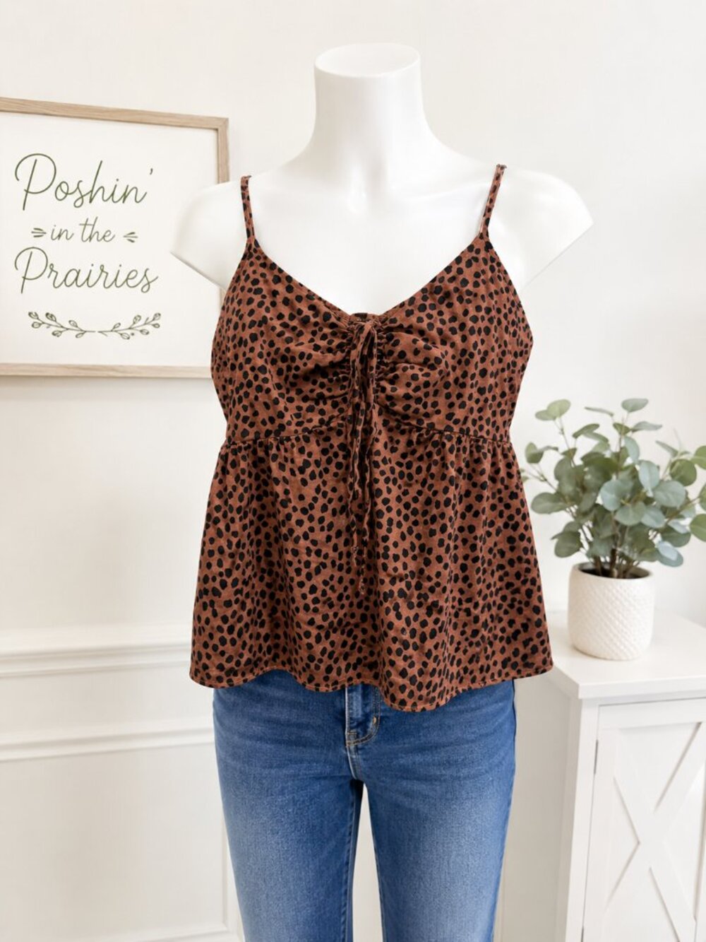 4 for $25 🤎 Old Navy Leopard Print Babydoll Cami XL 🤎